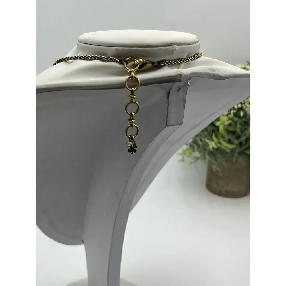 LUCKY BRAND Necklace Chunky Semi‎ Precious Jasper Crystal Accents Gold Tone